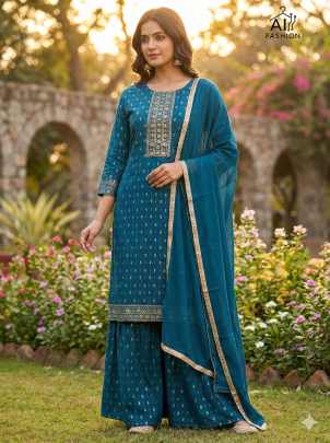 ethnic wear with sharara bottom and dupatta kurtis