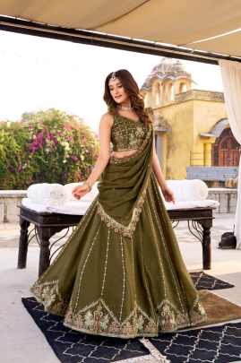 Sequins and Thread Embroidery Work  lehenga