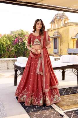 Sequins and Thread Embroidery Work  lehenga