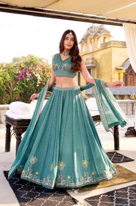 Sequins and Thread Embroidery Work  lehenga