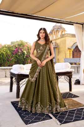 Sequins and Thread Embroidery Work  lehenga