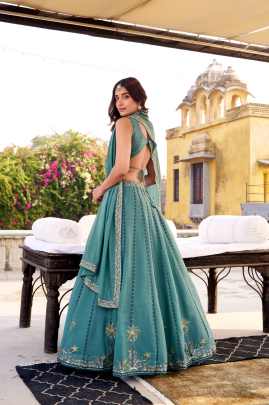 Sequins and Thread Embroidery Work  lehenga