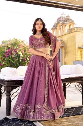 Sequins and Thread Embroidery Work  lehenga