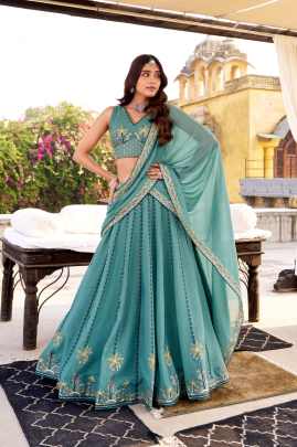 Sequins and Thread Embroidery Work  lehenga