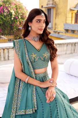 Sequins and Thread Embroidery Work  lehenga